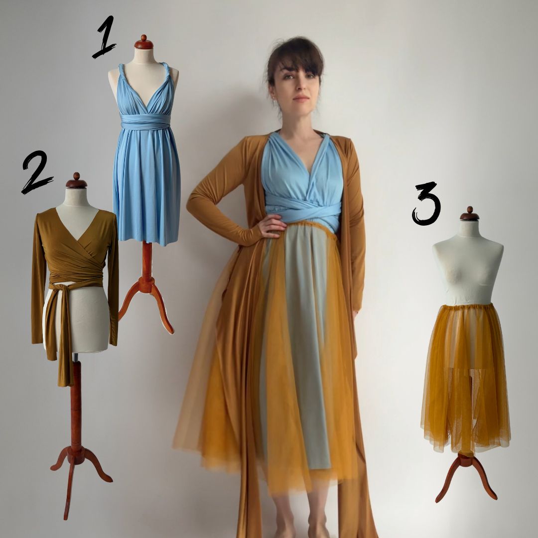 Komplet šatů Boheme, crop topu Longevita a tylové sukně 1